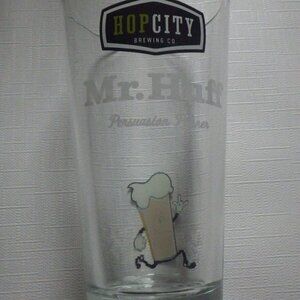 FUN HOP CITY Pint Glass Mr. Huff Persuasion Pilsner Glass NEW Etched base Beer